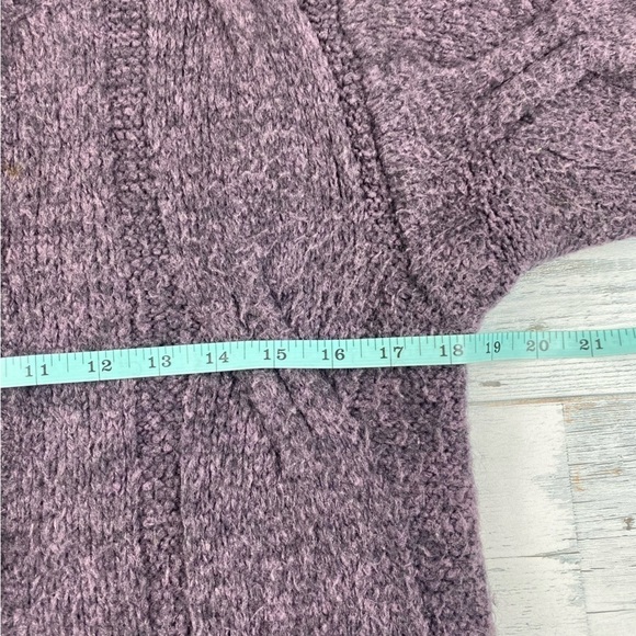 Moda Immagine Women’s Purple Short Sleeve Cable Knit Button Front Cardigan Sz M - Picture 10 of 12